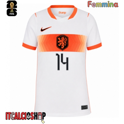 Paesi Bassi Tijjani Reijnders #14 Seconda Maglia Femmina Mondiali 2026 Manica Corta